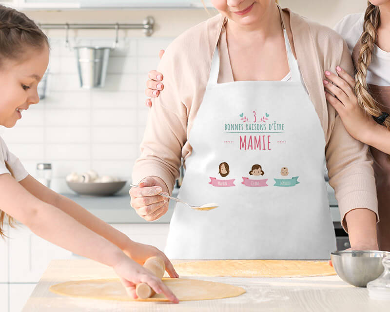 Tablier personnalisé - Les bonnes raisons d'être Mamie