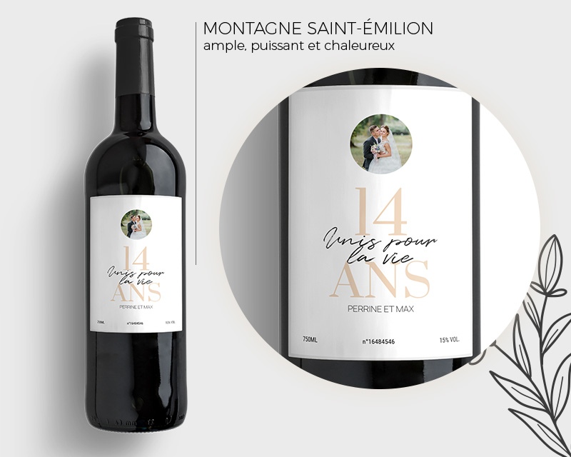 Bouteille de vin de Bordeaux personnalisée - Noces de Plomb