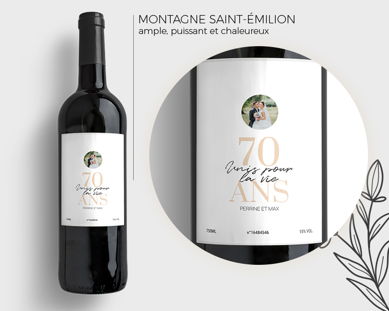 Bouteille de vin de Bordeaux personnalisée - Anniversaire de mariage