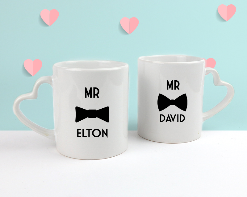 Lot de 2 mugs coeurs personnalisés - Mr & Mr