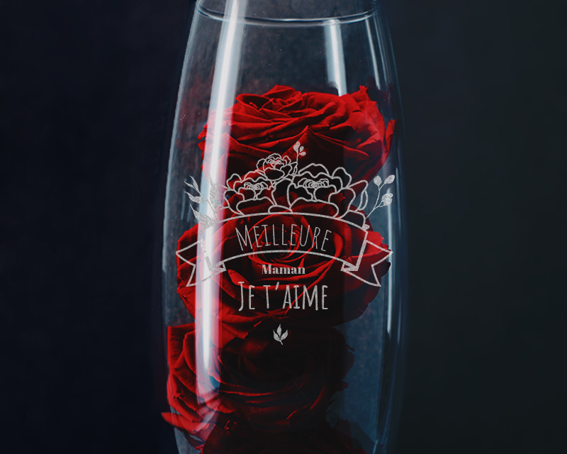 Vase ovale Personnalisable Gravé - Maman fleurie