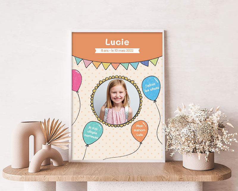 Affiche anniversaire enfant personnalisée - Ballons
