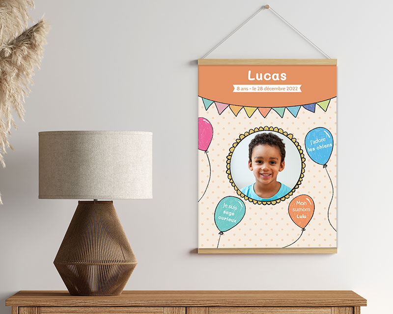 Affiche anniversaire enfant personnalisée - Ballons