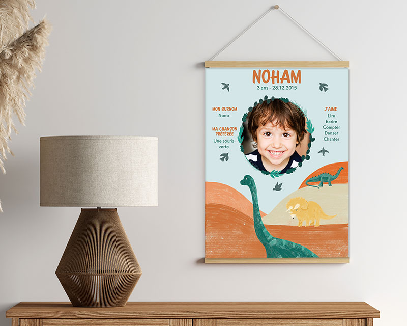 Affiche anniversaire enfant personnalisée - Dinosaure