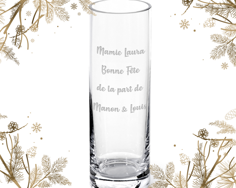 Vase cylindrique gravé Personnalisable - Message
