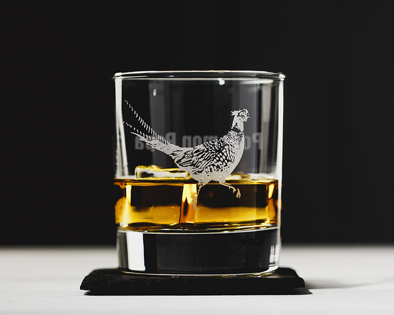 Verre à Whisky Personnalisable - Faisan avec son sous verre