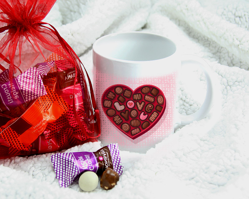 Mug Je t'aime et ses chocolats Monbana