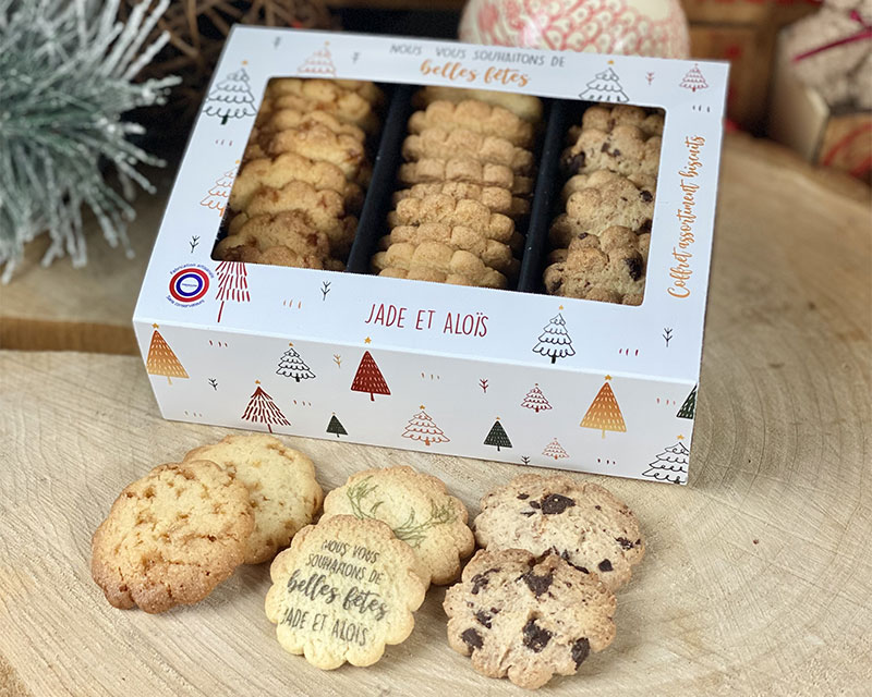 Coffret biscuits Personnalisable - Aux 3 saveurs - Noël