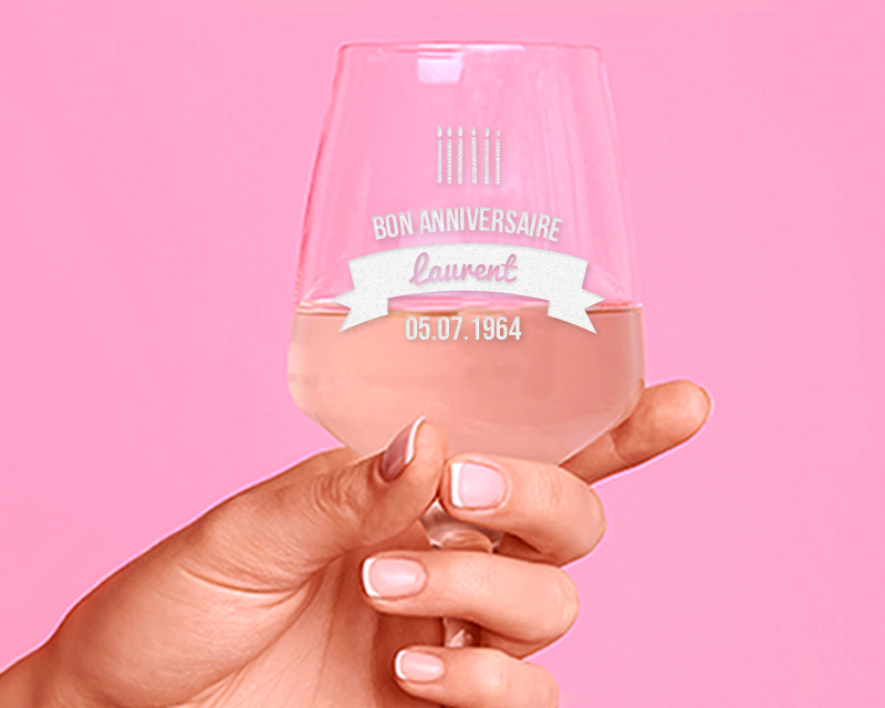 Verre à vin personnalisé - Bougies d'anniversaire