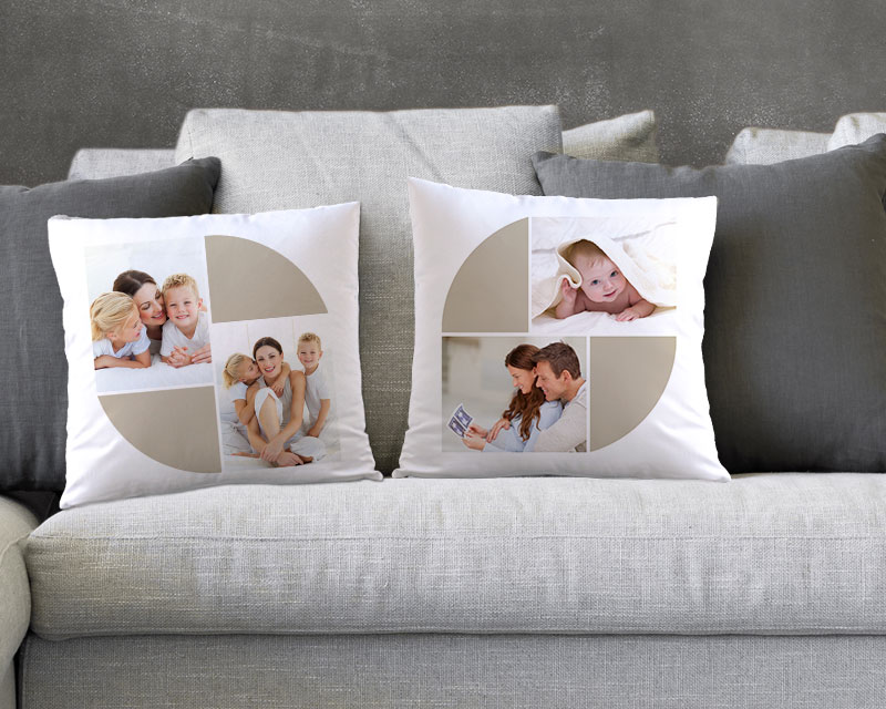 Coussin personnalisé photo - 2 Photos Beige