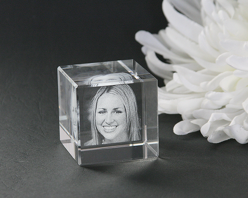 Cube Photo en Verre Gravé