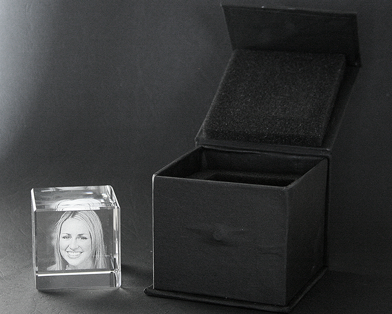 Cube Photo en Verre Gravé