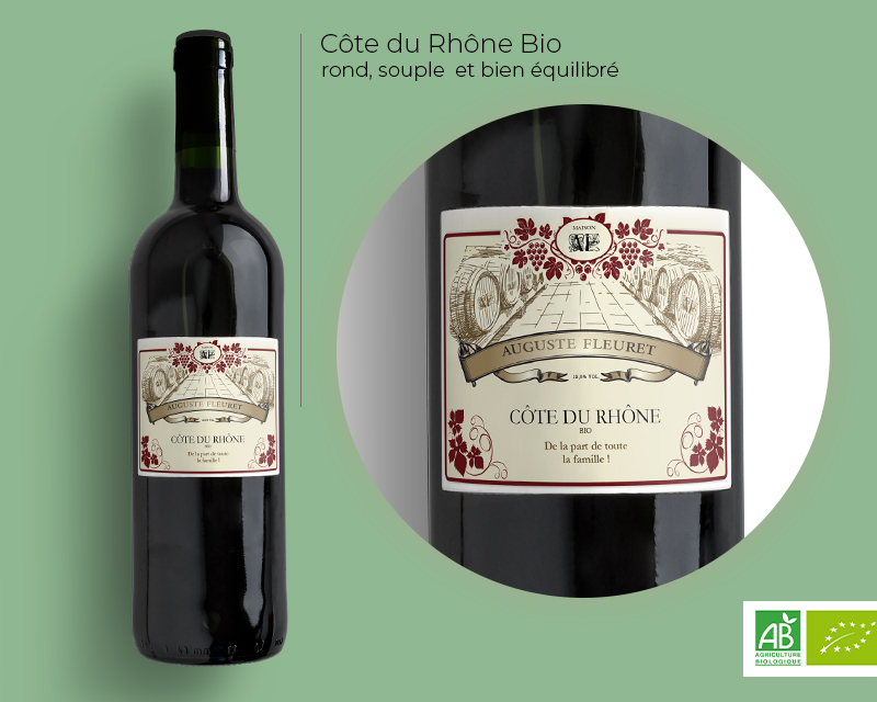 Bouteille de vin personnalisée - Côte du Rhône BIO