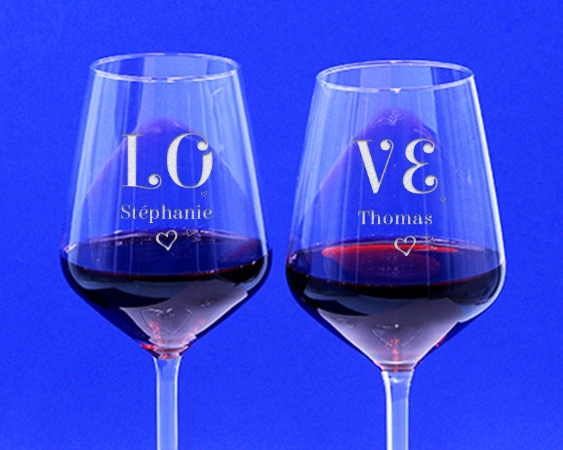Lot de 2 Verres à Vin personnalisables - Love