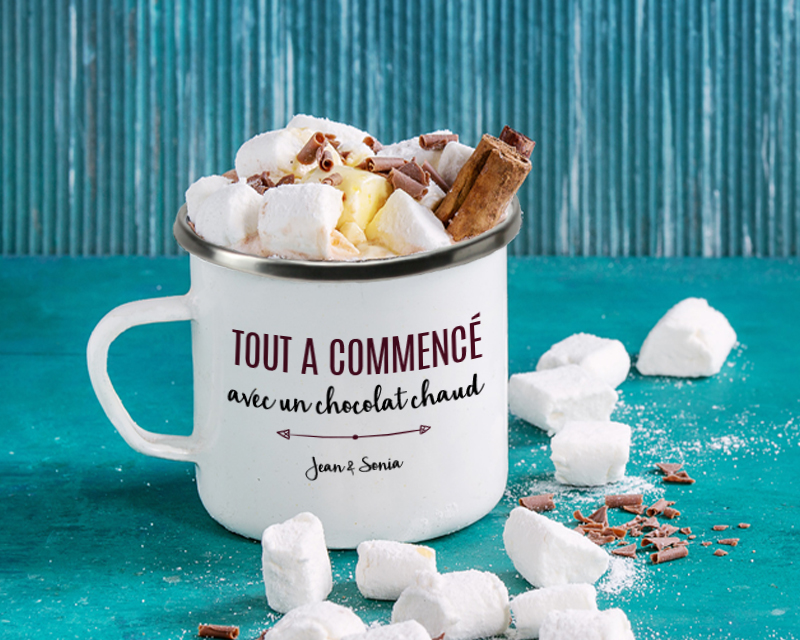 Tasse en émail personnalisée - Tout a commencé...