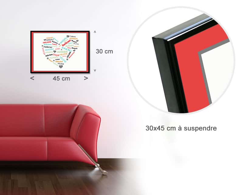 Affiche Coeur Multi-Prénoms Red