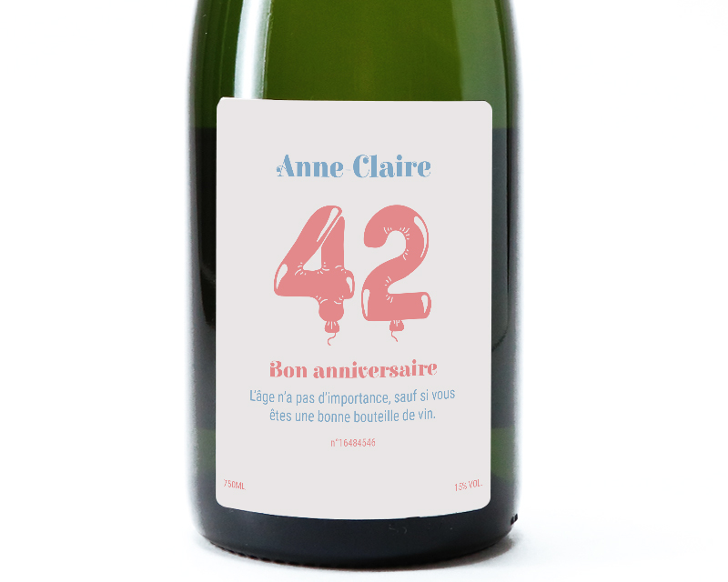 Bouteille de champagne - Collection ballons d'anniversaire Femme