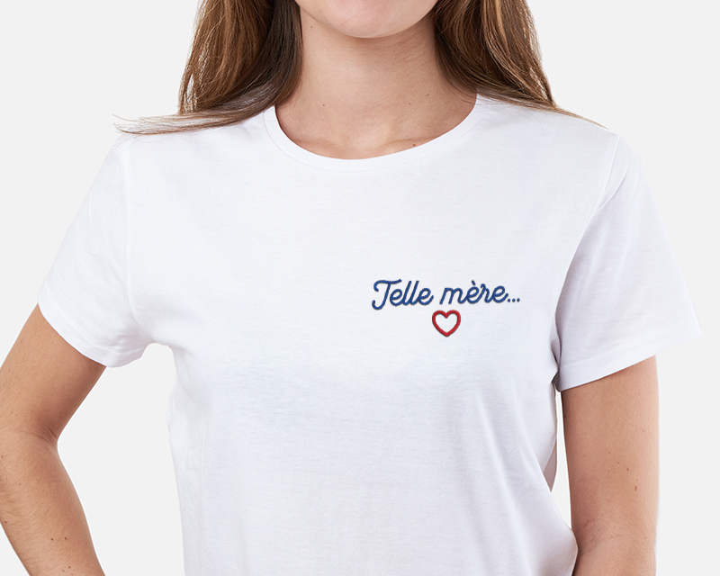 Duo de t-shirts maman / enfant personnalisés - Coeur brodé