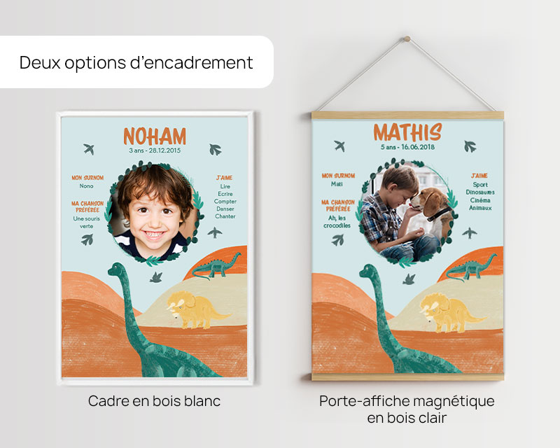 Affiche anniversaire enfant personnalisée - Dinosaure