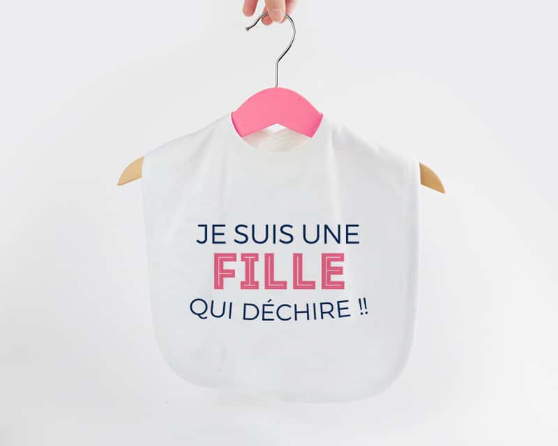 Bavoir bébé personnalisable - Collection 'Je déchire' - Modèle Rose