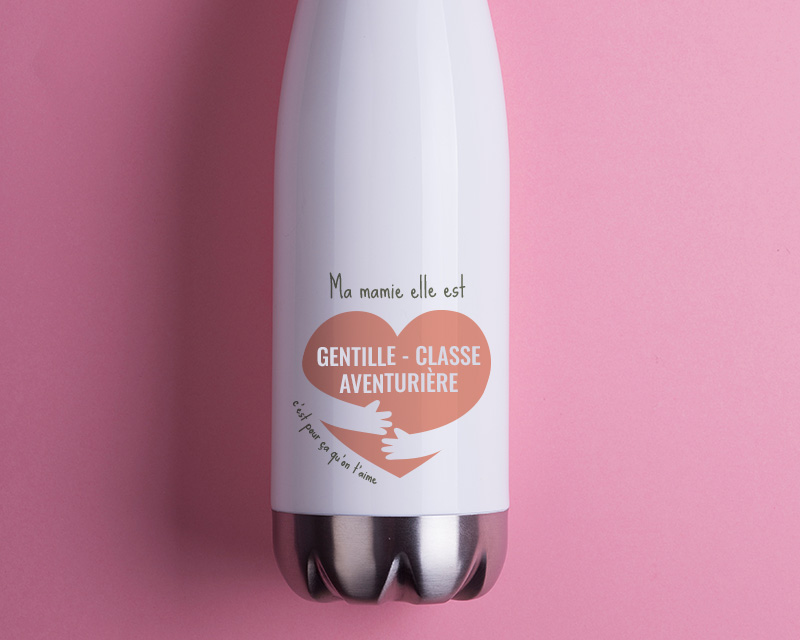 Bouteille isotherme en inox personnalisée - C'est pour ça qu'on t'aime
