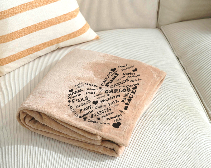 Maxi plaid doux personnalisable Coeur Famille
