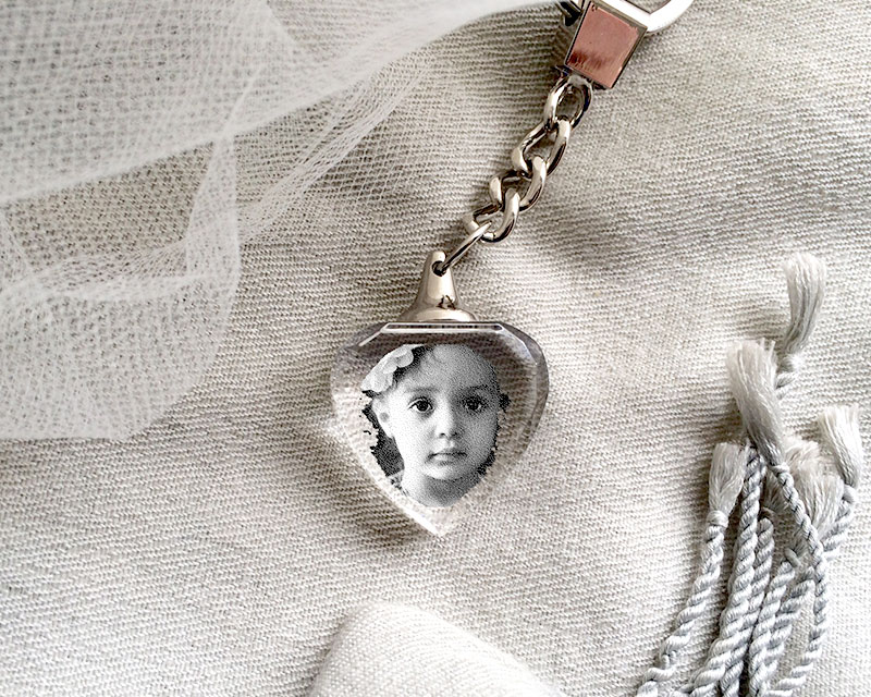 Porte-Clés en Verre Coeur