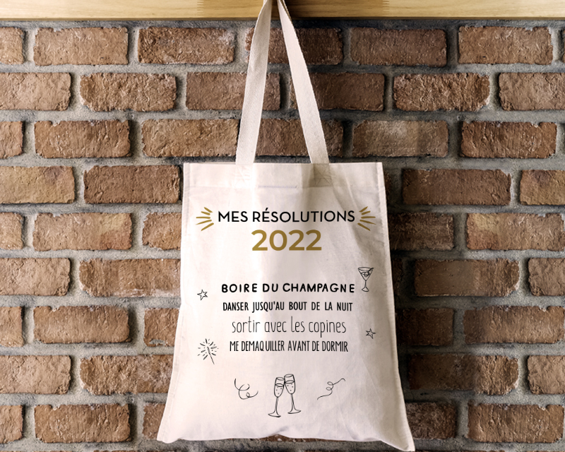 Tote Bag Personnalisable - Mes Résolutions - 100% coton naturel