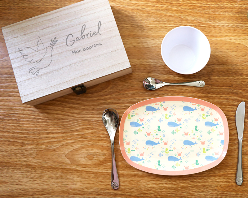 Set couverts enfant gravé Cadeau baptême personnalisé