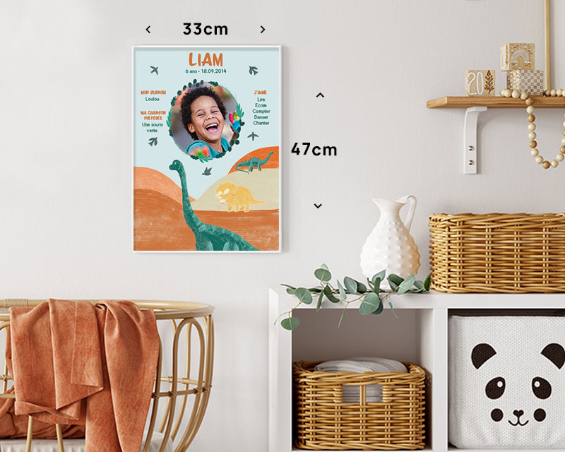 Affiche anniversaire enfant personnalisée - Dinosaure