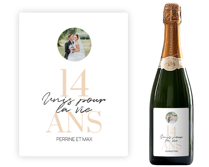 Bouteille de champagne personnalisée - Noces de Plomb