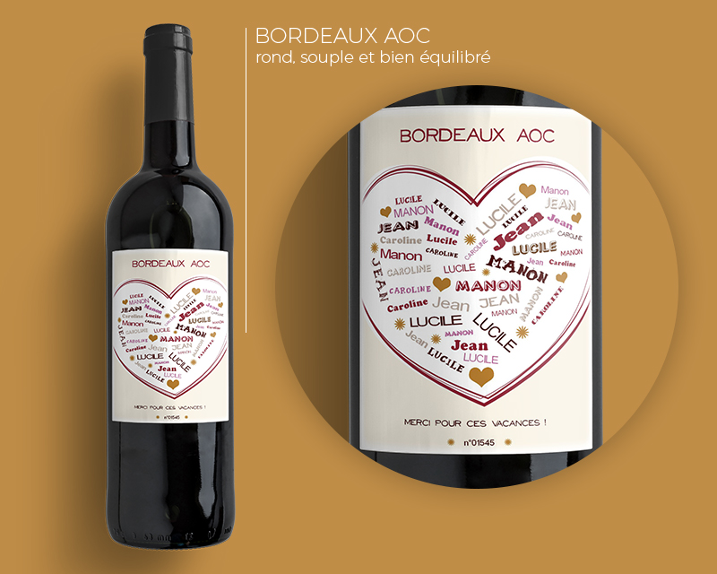 Bouteilles de vin de Bordeaux Coeur Famille