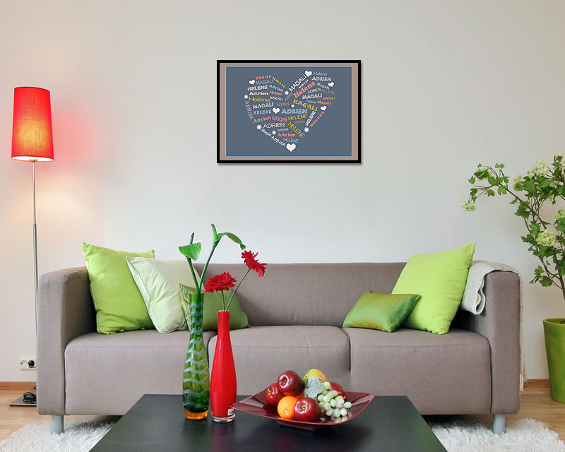 Affiche Coeur Famille Brown