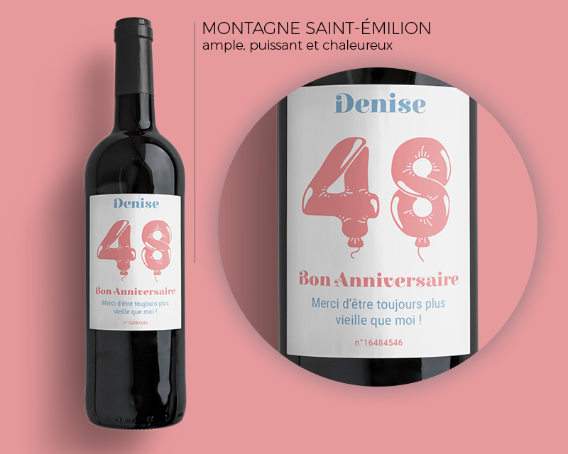 Bouteilles de vin de Bordeaux - Collection ballons d'anniversaire Femme