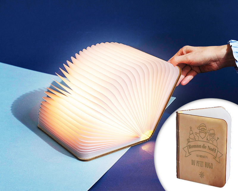 Lampe livre lumineux personnalisable - Joyeux Noël