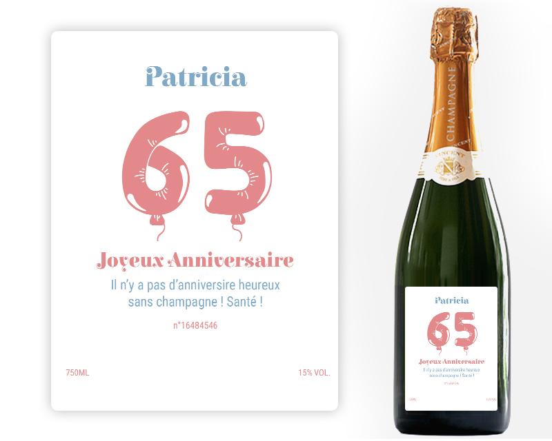 Bouteille de champagne - Collection ballons d'anniversaire Femme