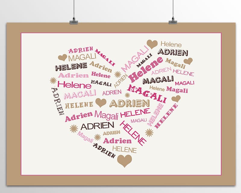 Affiche Coeur Famille Choco Pink