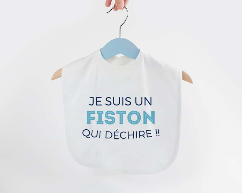 Bavoir bébé personnalisable - Collection 'Je déchire' - Modèle Bleu