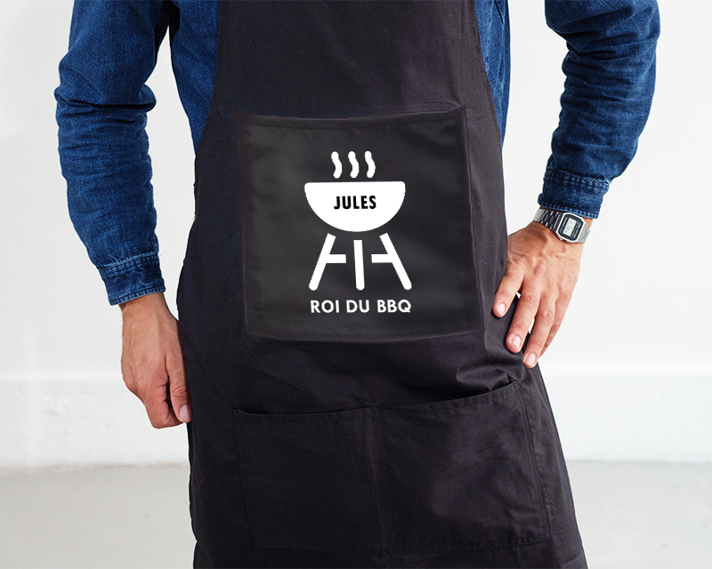 Tablier noir personnalisable - Barbecue