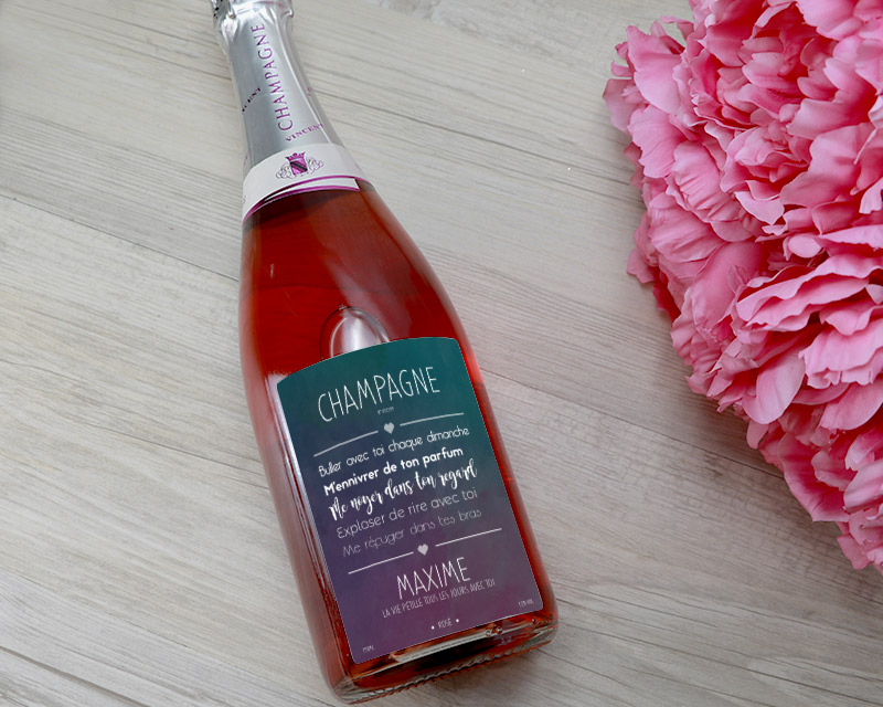 Bouteille de Champagne Rosé Mon amour