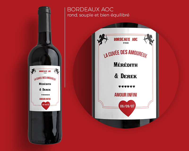 Bouteilles de vin de Bordeaux Cupidon