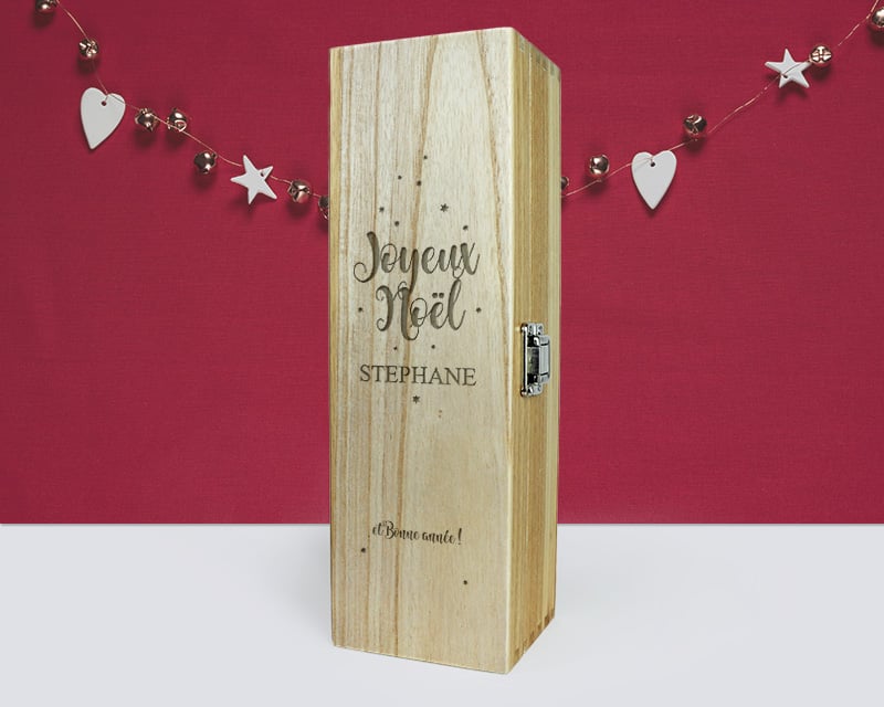 Caisse à vin gravée Joyeux noël et Bonne année