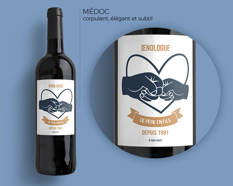 Bouteilles de vin de Bordeaux personnalisables - De Père en Fils - Fille