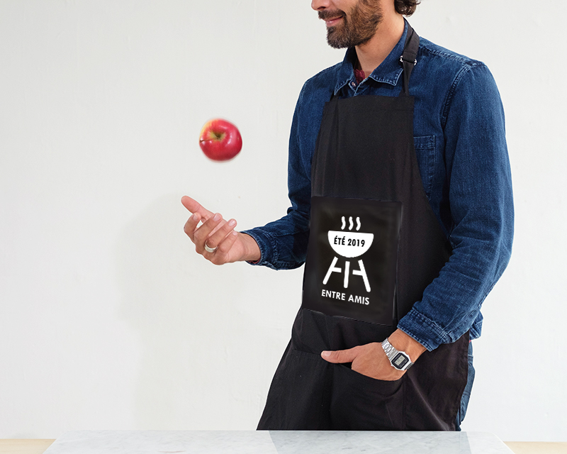 Tablier noir personnalisable - Barbecue