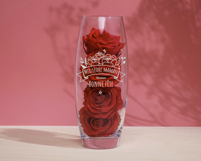 Vase ovale Personnalisable Gravé - Maman fleurie