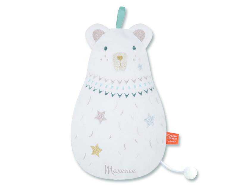 Peluche Musicale Brodée Personnalisable - Ours Blanc