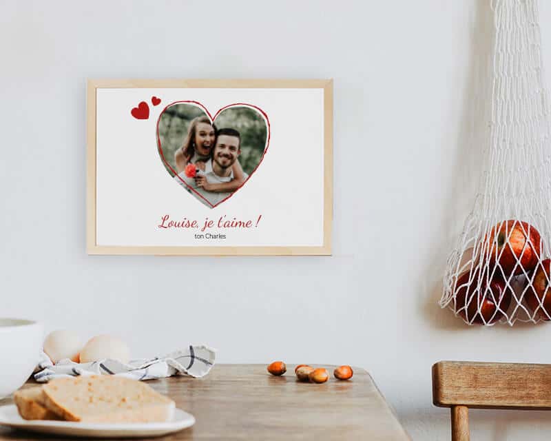 Affiche personnalisable avec son cadre en bois - Coeur photo