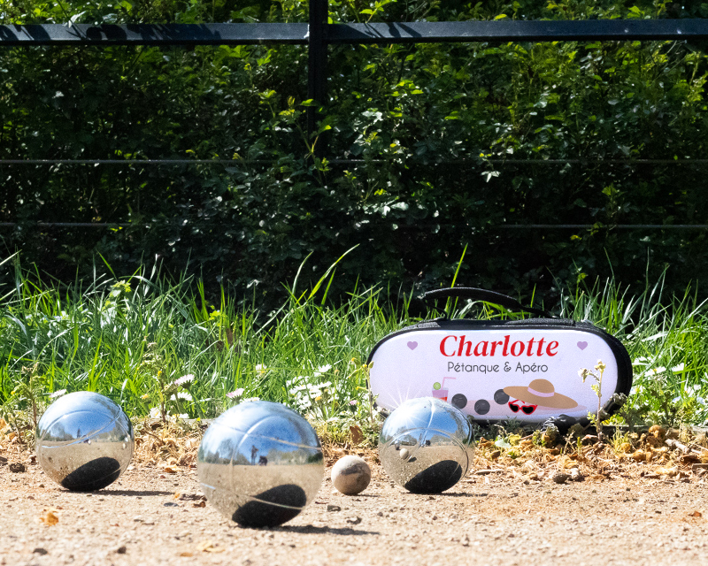 Sacoche de Pétanque personnalisable avec option Triplette de boules de pétanque - Entre Copines