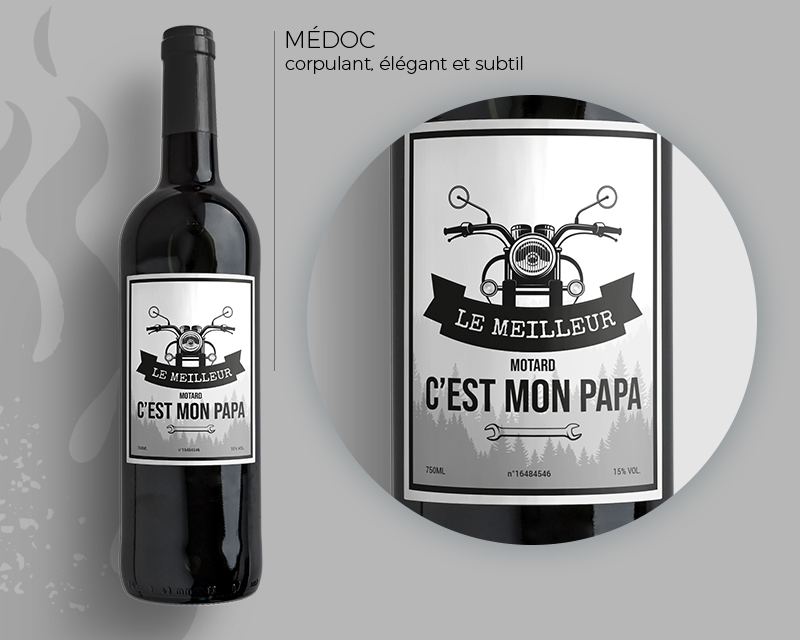 Bouteilles de vin de Bordeaux personnalisables - Motard