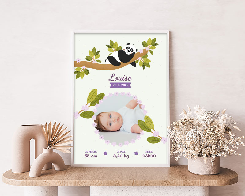 Affiche de naissance personnalisée - Panda